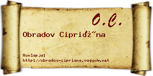 Obradov Cipriána névjegykártya